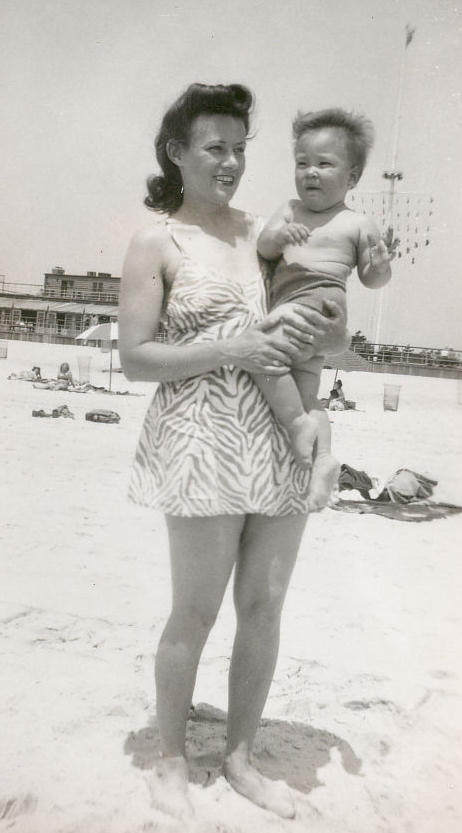Mom and Teddy, Jones Beach, New York. 1947 
