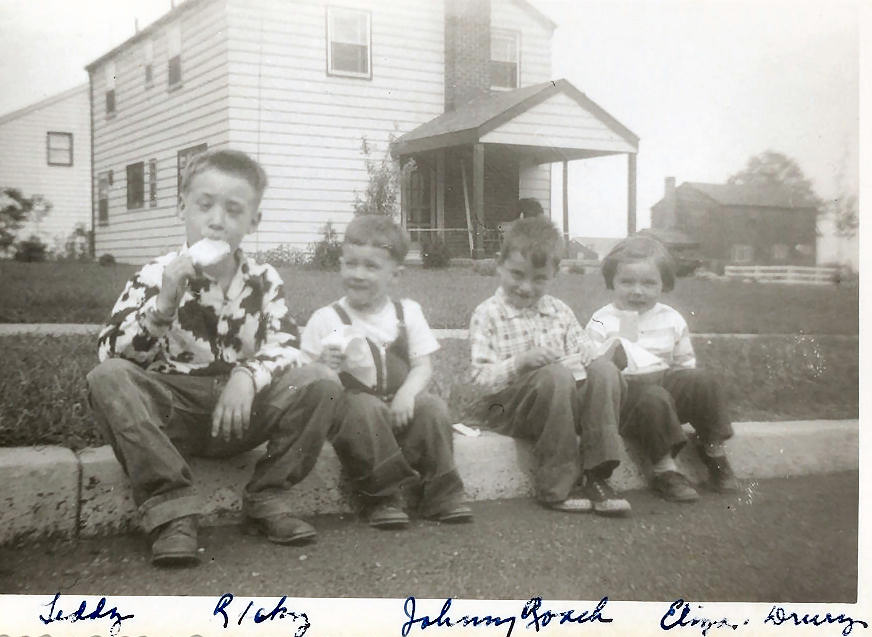 Teddy, Ricky, Johnny Roach, and Elizabeth Drury eating Good Humor pop sickles! Remember the Good Humor Truck???. 