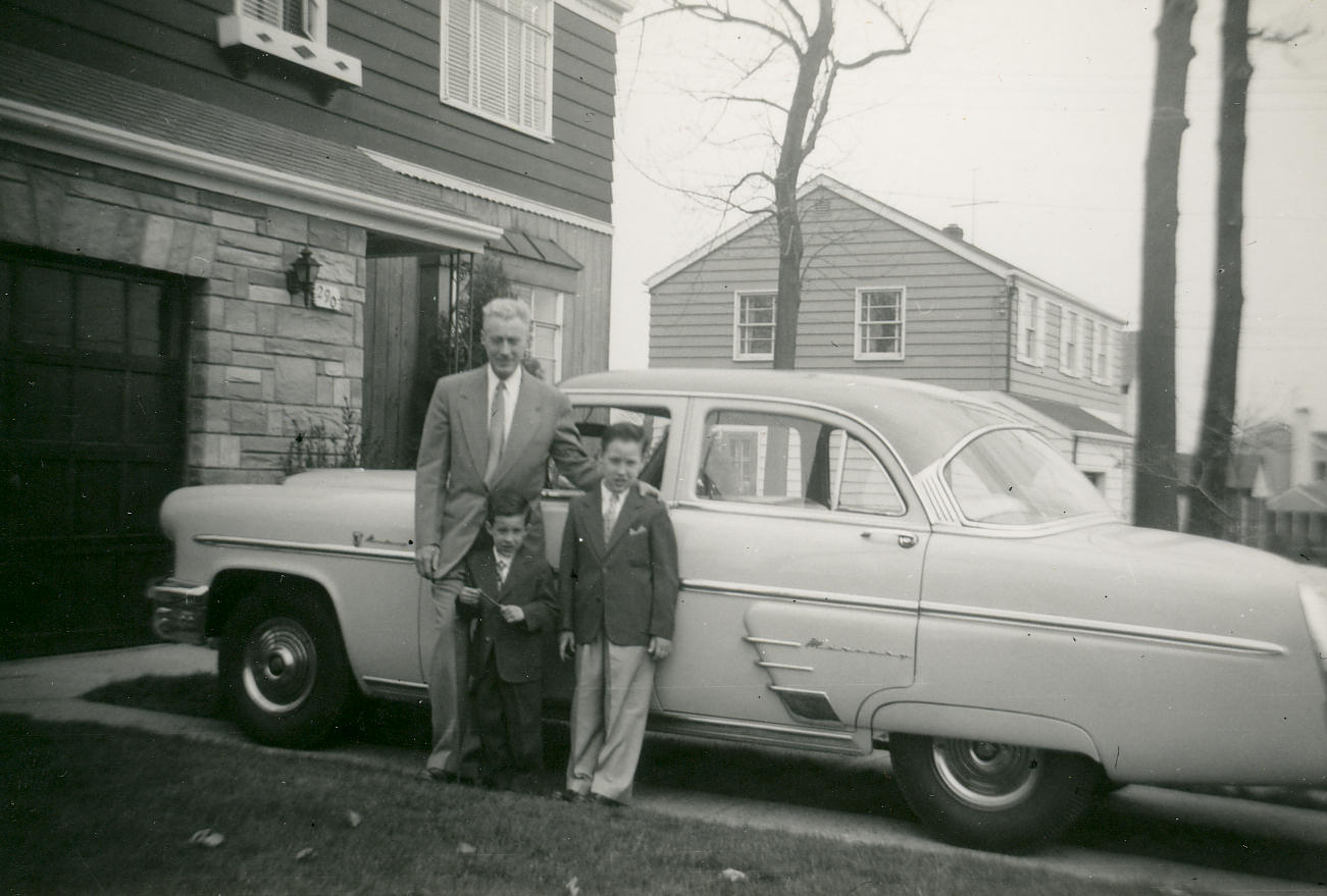 Teddy Davids, Ricky Davids, Dad, 290 Concord Drive, River Edge, New Jersey, Easter Sunday, 1954