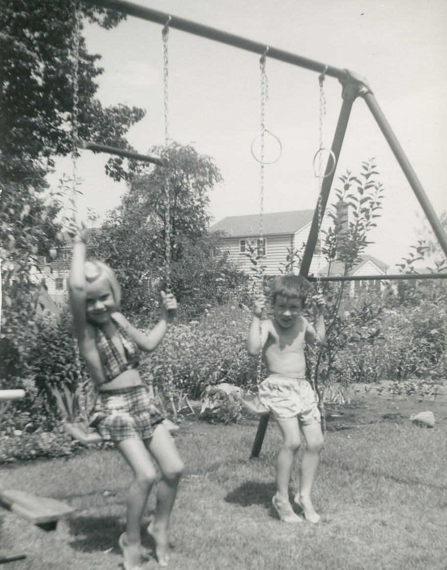 Ricky Davids and Judy Davids, Backyard, 290 Concord Drive, River Edge, New Jersey. 1954.