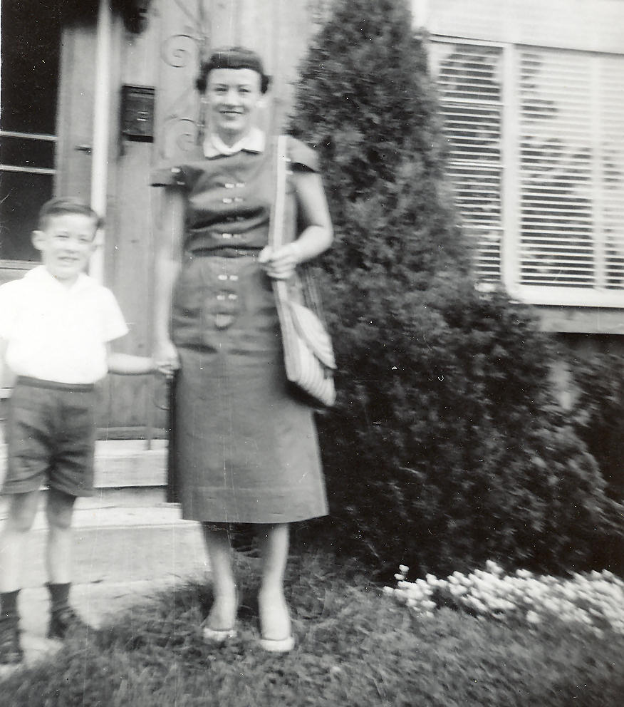 Ricky and Mom, Front Stoop, 290 Concord Drive, River Edge, New Jersey. 1954.