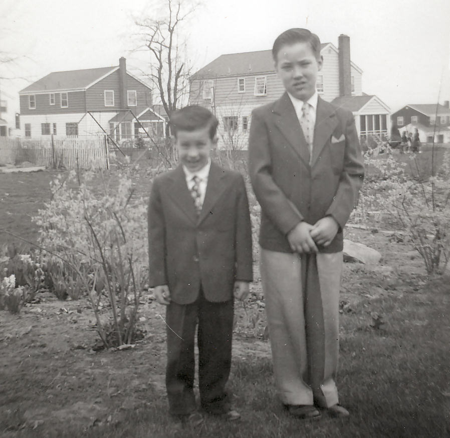 Easter Sunday, Ricky and Teddy, Backyard, 290 Concord Drive, River Edge, New Jersey. 1954.