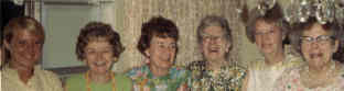 (L-R) Kathy, Aunt Lee, Mom, Aunt Helen, Aunt Rose, Aunt Laurel, at her Wedding Anniversary.